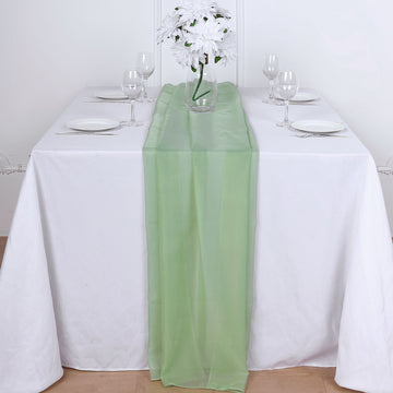 Elevate Your Event Decor with the Sage Green Premium Chiffon Table Runner