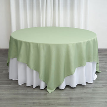 Sage Green Seamless Square Polyester Table Overlay 90"x90"
