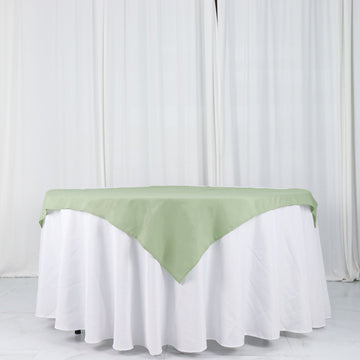 Sage Green Square Seamless Polyester Tablecloth Overlay, Washable Table Linen Overlay 54"x54"