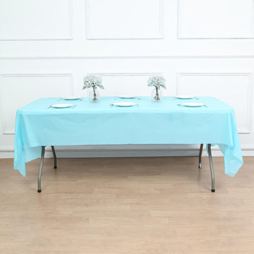 Serenity Blue Waterproof Plastic Tablecloth, PVC Rectangle Disposable Table Cover 54"x108"