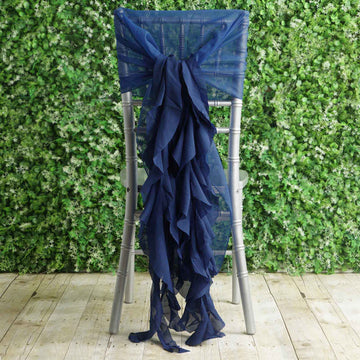 Elevate Your Event Decor with Navy Blue Chiffon Hoods