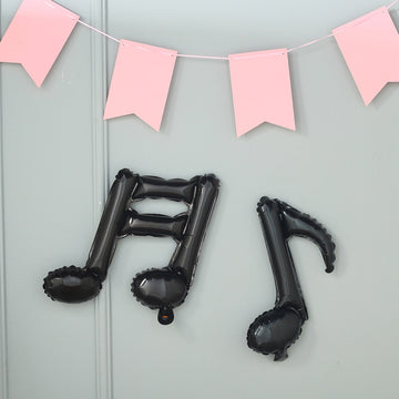 Shiny Black Music Note Foil Balloons - Add a Touch of Elegance to Your Event Decor