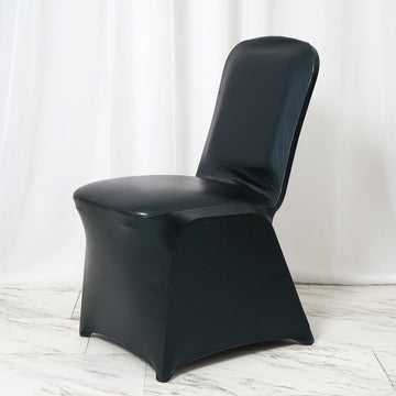 Elevate Your Event with our Shiny Metallic Black Spandex Banquet Chair Cover