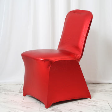 Add Elegance to Your Event with the Shiny Metallic Red Spandex Banquet Chair Cover