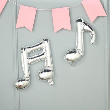 Shiny Silver Music Note Balloons - Add Sparkle and Melody to Your Event