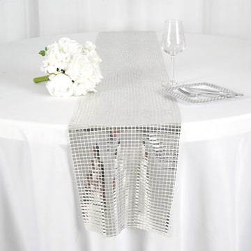 Add Glamour to Your Event with the Silver Dashing Mirror Foil Table Runner