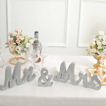 Add Glamour and Elegance to Your Wedding with Silver Glittered Wooden Letters