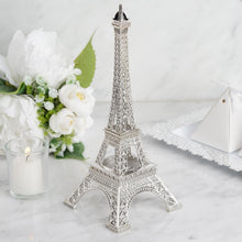 Silver Metal Eiffel Tower Table Centerpiece, Decorative Cake Topper - 10inch