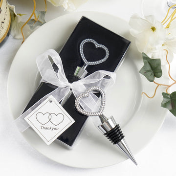 Silver Metal Studded Heart Wine Bottle Stopper - The Perfect Gift for Wine Lovers