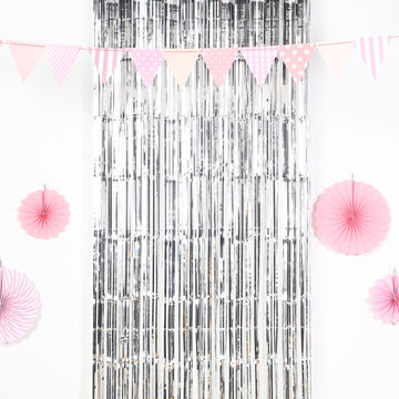 Add a Touch of Elegance with Silver Metallic Tinsel Foil Fringe Doorway Curtain