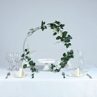 Silver Round Arch Wedding Centerpiece, Metal Hoop Wreath Tabletop Decor 20"