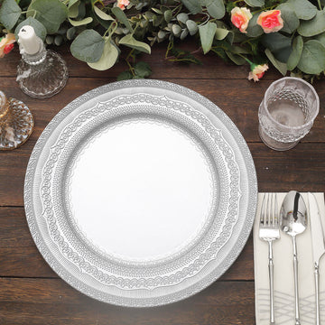 Add Elegance to Your Event with Silver Rustic Lace Charger Plates