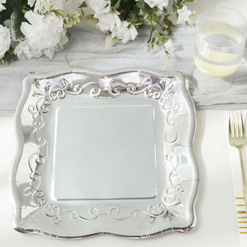 Add Elegance to Your Event with Silver Square Vintage Dinner Plates