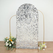 Sparkly Silver Double Sided Big Payette Sequin Fitted Wedding Arch Cover For Round Top Chiara 