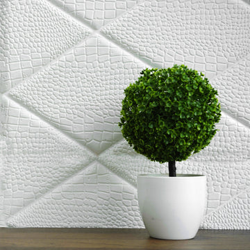 10 Pack 3D White Foam Self Adhesive Wall Panels - Alligator Skin Design 40 Sq ft