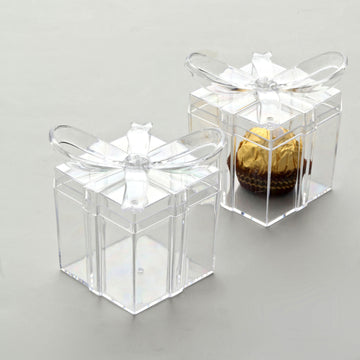 Clear Bow Top Plastic Candy Container Gift Boxes - Elegant and Versatile Party Favor Boxes