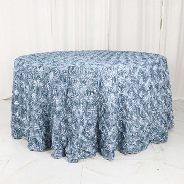 Elegant Dusty Blue Satin Round Tablecloth: Add a Touch of Glamour to Your Event