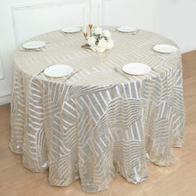 120inch Champagne Sparkly Geometric Glitz Art Deco Sequin Round Tablecloth