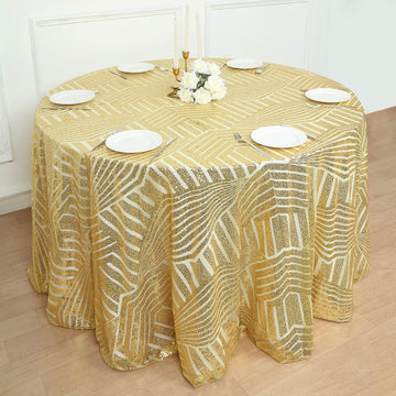 Experience the Ultimate in Luxury with our Gold Sequin Tablecloth