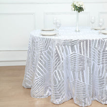 120inch Silver Sparkly Geometric Glitz Art Deco Sequin Round Tablecloth