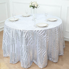 120inch Silver Sparkly Geometric Glitz Art Deco Sequin Round Tablecloth