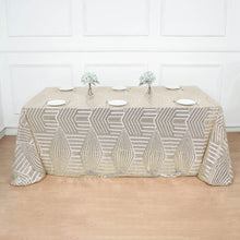 90x132inch Champagne Sparkly Geometric Glitz Art Deco Sequin Rectangular Tablecloth