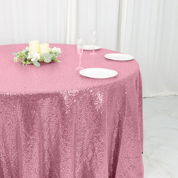 Make a Statement with the Pink Seamless Premium Sequin Round Tablecloth 120"