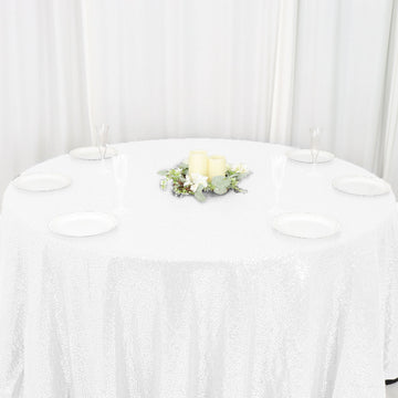The White Seamless Premium Sequin Round Tablecloth 120: A Timeless Classic