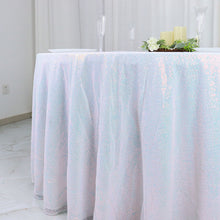 Premium Iridescent Blue Sequin Tablecloth 132 Inch Round