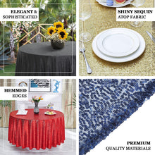 Iridescent Blue Round Sequin Tablecloth 132 Inch