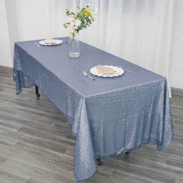 Elevate Your Event Decor with the Dusty Blue Sequin Tablecloth