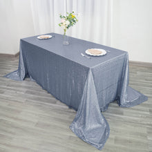 Seamless Dusty Blue Sequin 90 Inch By 132 Inch Rectangle Tablecloth