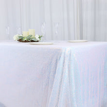 Premium 90 Inch x 132 Inch Iridescent Blue Sequin Rectangle Tablecloth