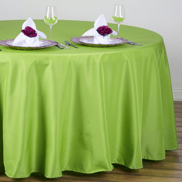 Add Elegance to Your Event with the Apple Green Seamless Polyester Round Tablecloth