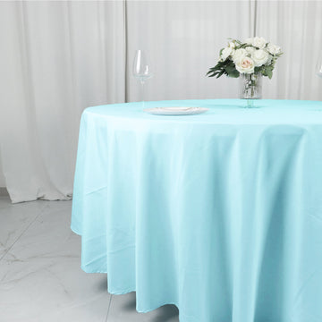 Create Memorable Events with the Blue Seamless Polyester Round Tablecloth 108