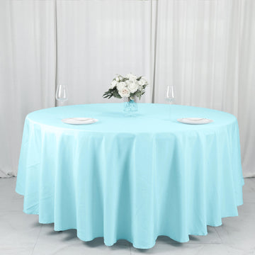 Elevate Your Event with the Blue Seamless Polyester Round Tablecloth 108