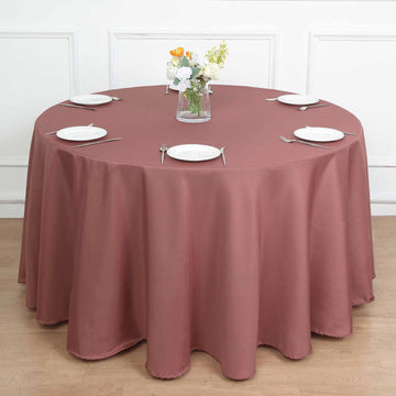 Create Unforgettable Events with the Cinnamon Rose Seamless Polyester Round Tablecloth 108