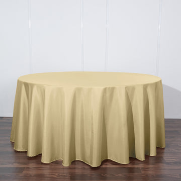 Create Unforgettable Moments with the Champagne Seamless Polyester Round Tablecloth 120