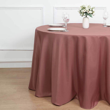 Experience Unparalleled Elegance with the Cinnamon Rose Seamless Polyester Round Tablecloth 120
