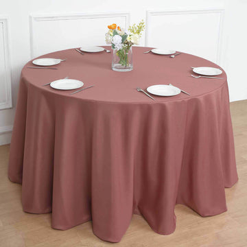 Elevate Your Event with the Cinnamon Rose Seamless Polyester Round Tablecloth 120