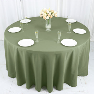Experience Elegance with the Dusty Sage Green Seamless Polyester Round Tablecloth 120