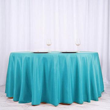 Turquoise Seamless Polyester Round Tablecloth 120