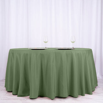 Experience Unmatched Quality with the Olive Green Seamless Polyester Round Tablecloth 120