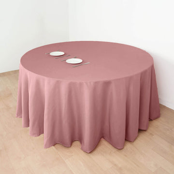Create Unforgettable Moments with the Dusty Rose Seamless Polyester Round Tablecloth 132
