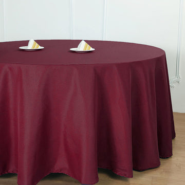 Enhance Your Event Decor with the Burgundy Seamless Polyester Round Tablecloth 132