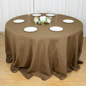 Create Memorable Events with the Taupe Seamless Polyester Round Tablecloth