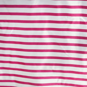 Unleash Your Creativity with the White/Fuchsia Seamless Stripe Satin Rectangle Tablecloth