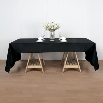 Black Seamless Polyester Rectangular Tablecloth 50"x120"