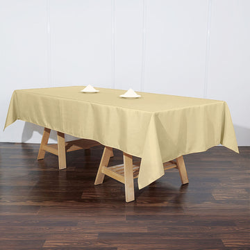 Champagne Seamless Polyester Rectangular Tablecloth for All Occasions