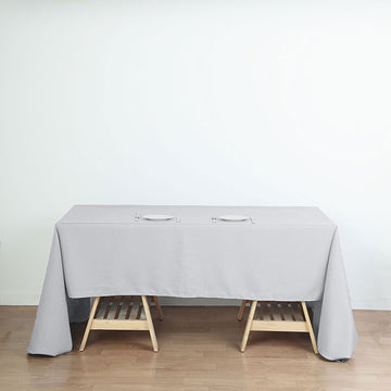 Add a Touch of Sophistication with the Silver Seamless Polyester Rectangular Tablecloth